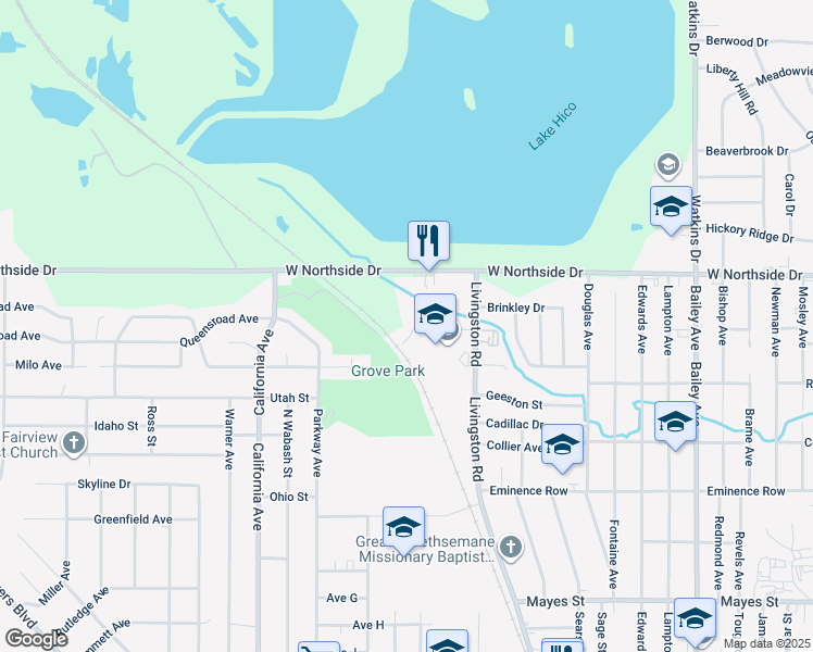 map of restaurants, bars, coffee shops, grocery stores, and more near 1698 Schoolview Dr in Jackson