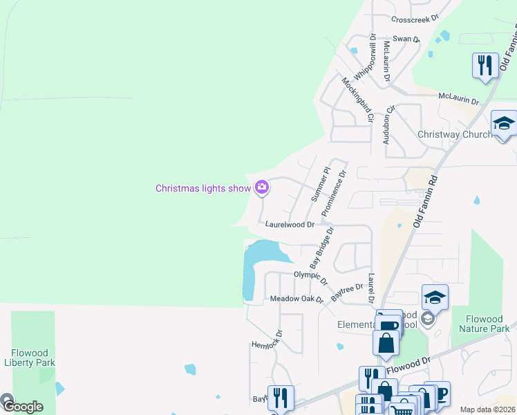 map of restaurants, bars, coffee shops, grocery stores, and more near 412 Westport Way in Flowood
