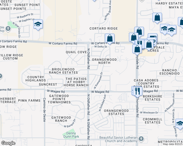 map of restaurants, bars, coffee shops, grocery stores, and more near 4200 West Plantation Street in Tucson