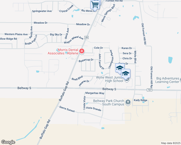 map of restaurants, bars, coffee shops, grocery stores, and more near 36 Queen Ann's Lace in Abilene