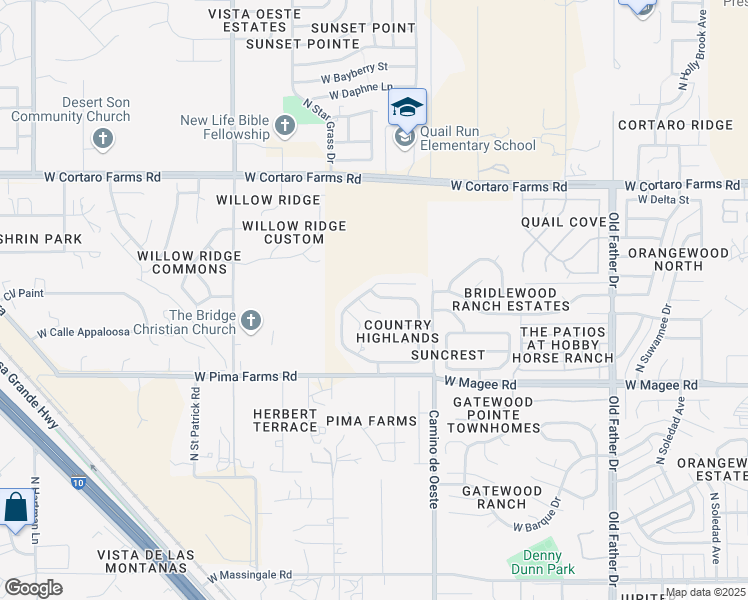 map of restaurants, bars, coffee shops, grocery stores, and more near 8156 North Streamside Avenue in Tucson