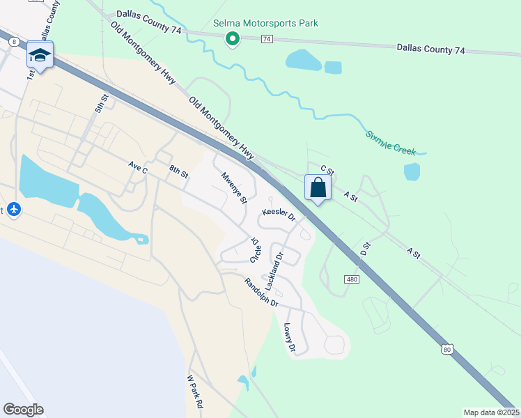 map of restaurants, bars, coffee shops, grocery stores, and more near 837 Keesler Drive in Selma