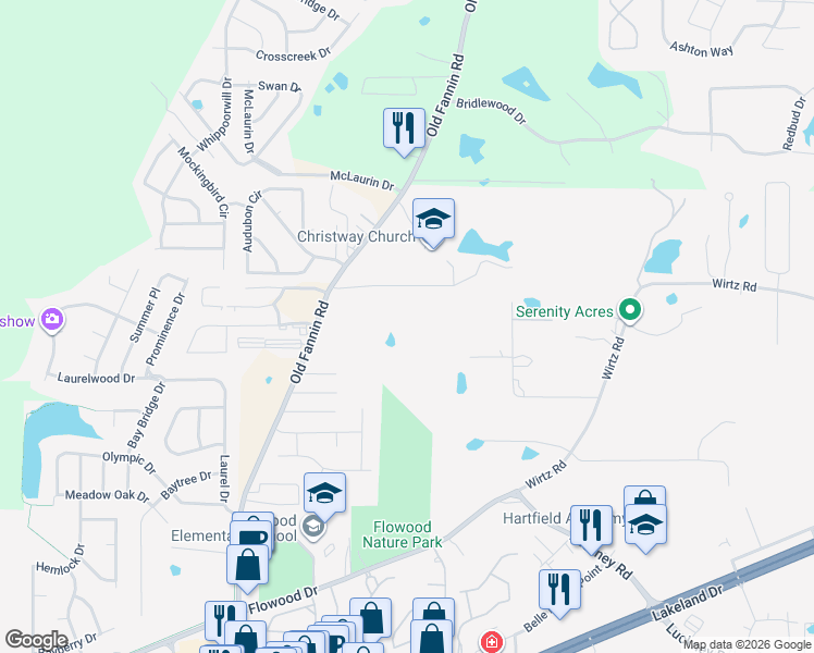 map of restaurants, bars, coffee shops, grocery stores, and more near 120-132 Cox Avenue in Flowood