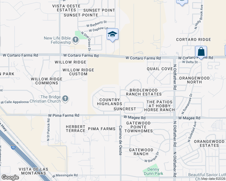 map of restaurants, bars, coffee shops, grocery stores, and more near 4650 West Globeberry Street in Tucson