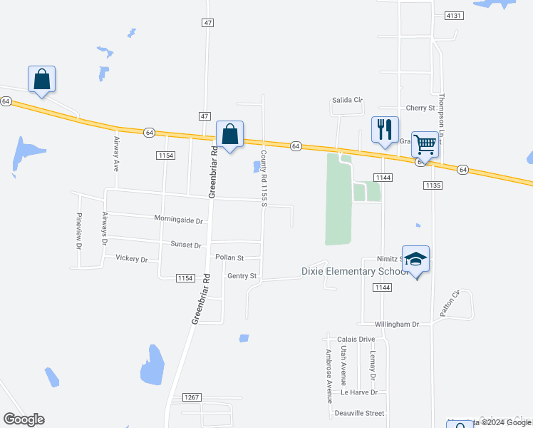 map of restaurants, bars, coffee shops, grocery stores, and more near 1921 Cotten Road in Tyler