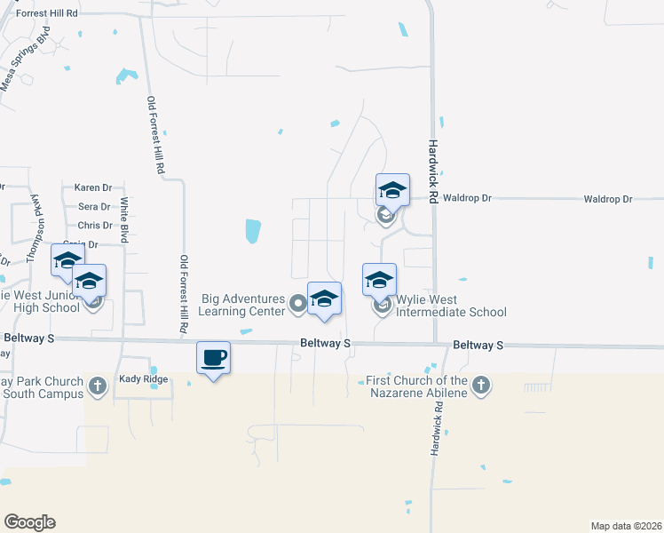 map of restaurants, bars, coffee shops, grocery stores, and more near 7801 Tuscany Drive in Abilene