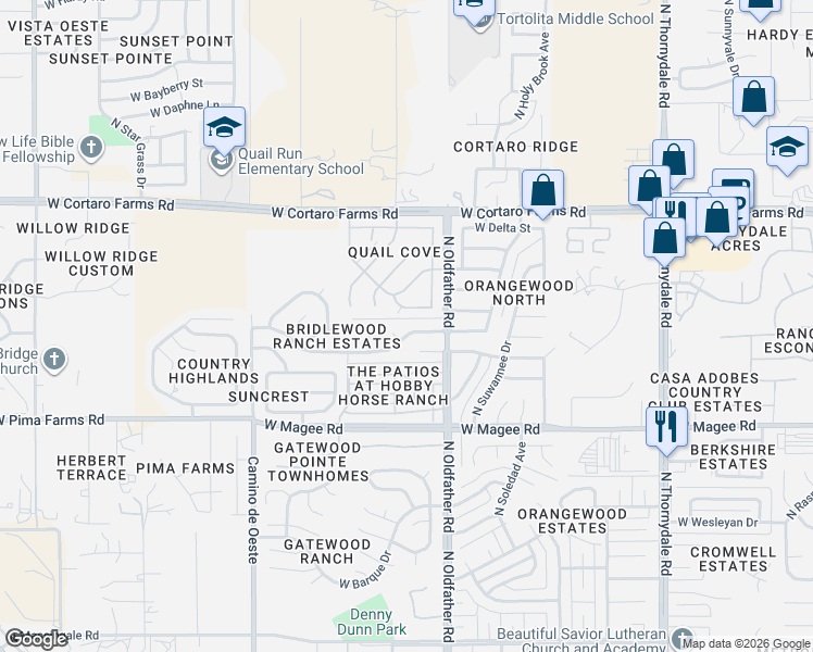 map of restaurants, bars, coffee shops, grocery stores, and more near 4260 W Plantation St in Tucson