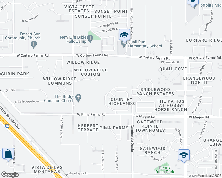 map of restaurants, bars, coffee shops, grocery stores, and more near 8153 North Streamside Avenue in Tucson