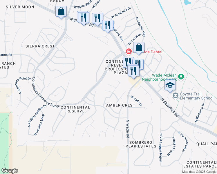 map of restaurants, bars, coffee shops, grocery stores, and more near 7124 West Lost Bird Drive in Tucson