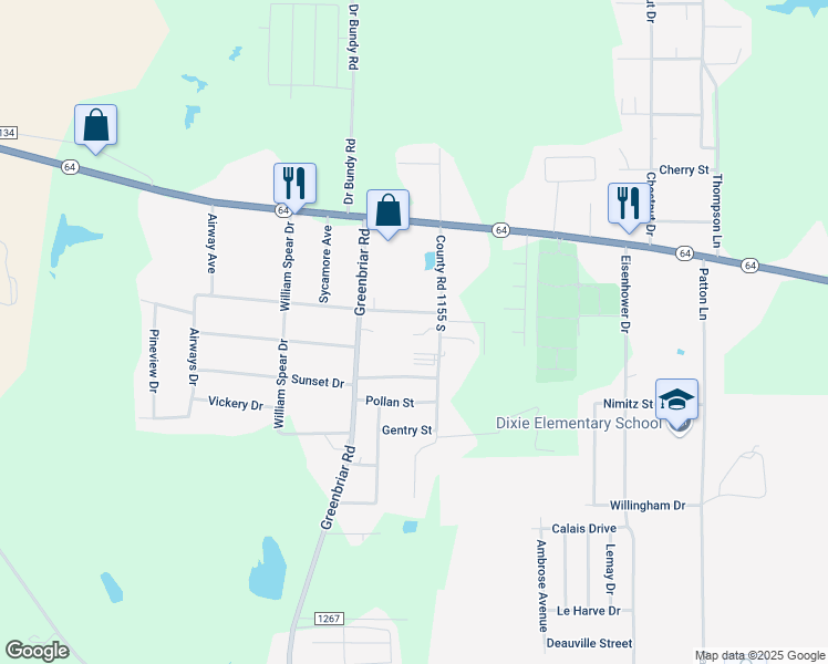 map of restaurants, bars, coffee shops, grocery stores, and more near 1924 Cotten Road in Tyler