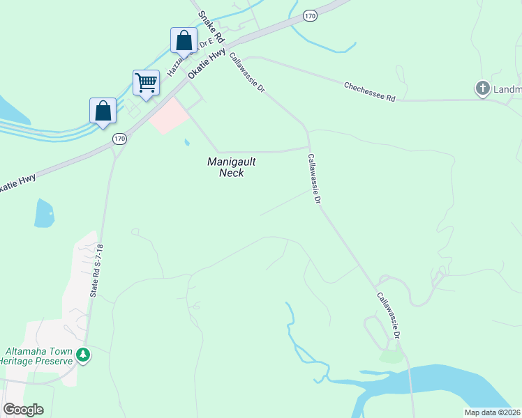 map of restaurants, bars, coffee shops, grocery stores, and more near 36 Mike Drive in Okatie