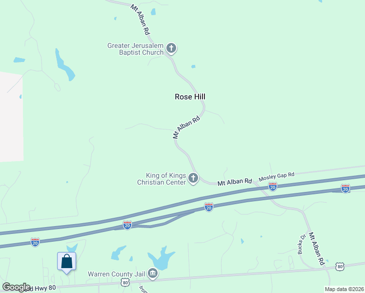 map of restaurants, bars, coffee shops, grocery stores, and more near 4310 Mount Alban Road in Vicksburg