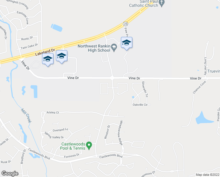 map of restaurants, bars, coffee shops, grocery stores, and more near 1000 Vineyard Drive in Brandon