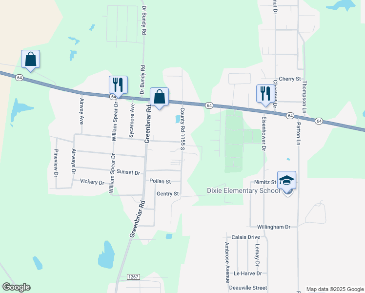 map of restaurants, bars, coffee shops, grocery stores, and more near 1924 Cotten Road in Tyler