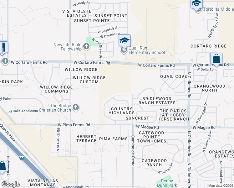 map of restaurants, bars, coffee shops, grocery stores, and more near 8156 North Streamside Avenue in Tucson