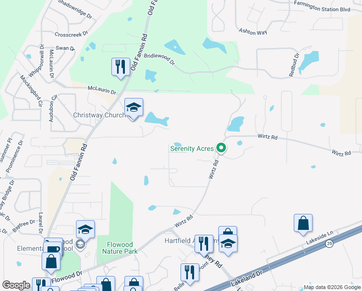 map of restaurants, bars, coffee shops, grocery stores, and more near 188 Webb Lane in Flowood