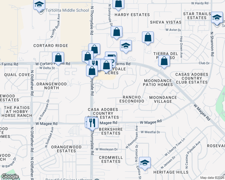 map of restaurants, bars, coffee shops, grocery stores, and more near 3659 West Goshen Drive in Tucson
