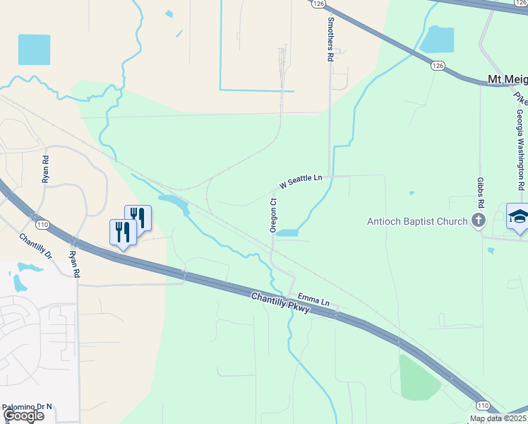 map of restaurants, bars, coffee shops, grocery stores, and more near 221 West Seattle Lane in Montgomery