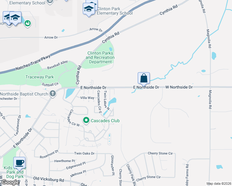 map of restaurants, bars, coffee shops, grocery stores, and more near 600 Biscayne Cove East in Clinton