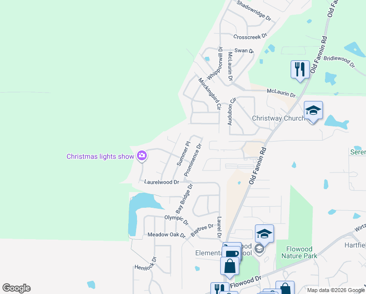 map of restaurants, bars, coffee shops, grocery stores, and more near 129 Evergreen Way in Brandon