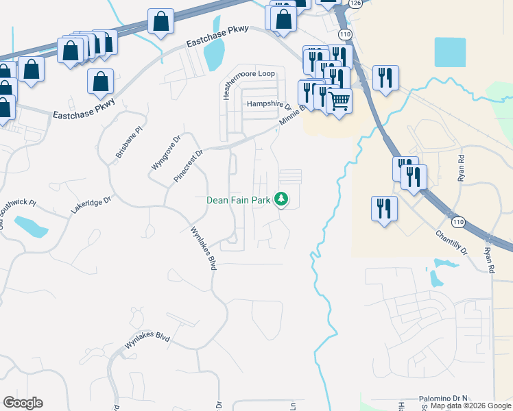 map of restaurants, bars, coffee shops, grocery stores, and more near 7140 Fain Park Drive in Montgomery