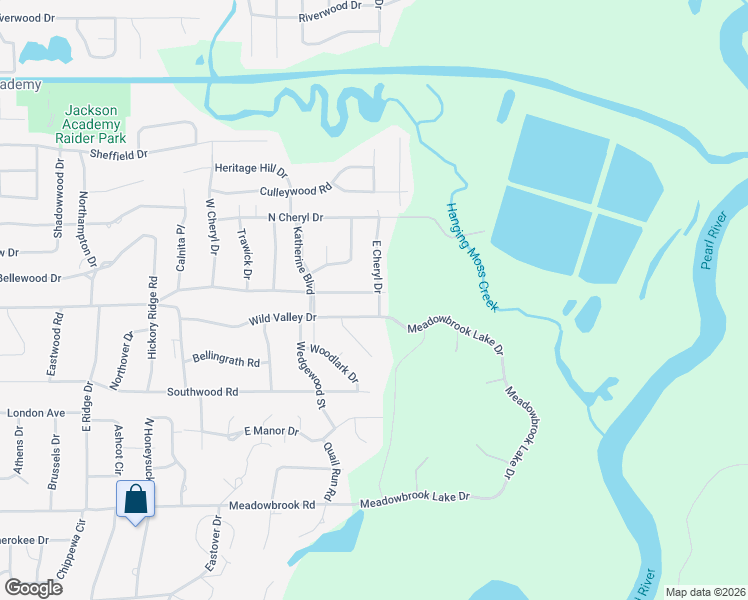 map of restaurants, bars, coffee shops, grocery stores, and more near 2466 East Northside Drive in Jackson