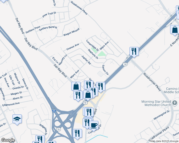map of restaurants, bars, coffee shops, grocery stores, and more near 2200 Mars Avenue in Las Cruces