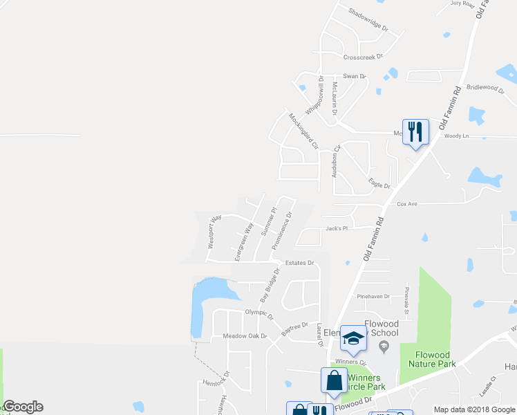 map of restaurants, bars, coffee shops, grocery stores, and more near 126 Evergreen Way in Flowood