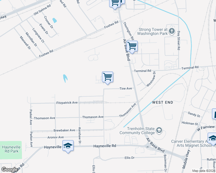 map of restaurants, bars, coffee shops, grocery stores, and more near 3150 Tine Avenue in Montgomery