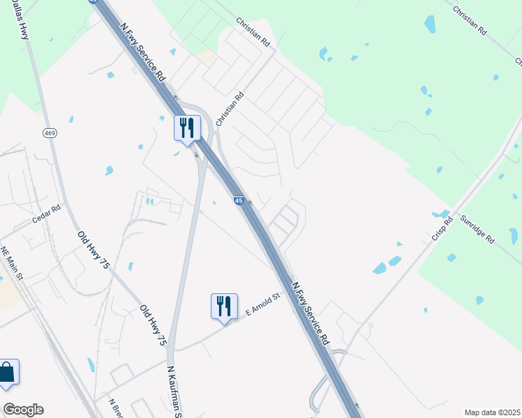 map of restaurants, bars, coffee shops, grocery stores, and more near 209 Rose Lane in Ennis