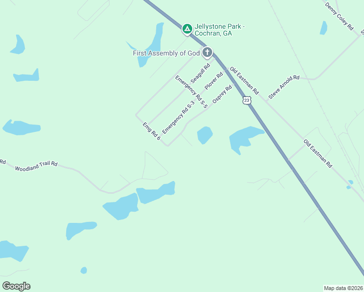map of restaurants, bars, coffee shops, grocery stores, and more near Emg Road S-4 in Cochran