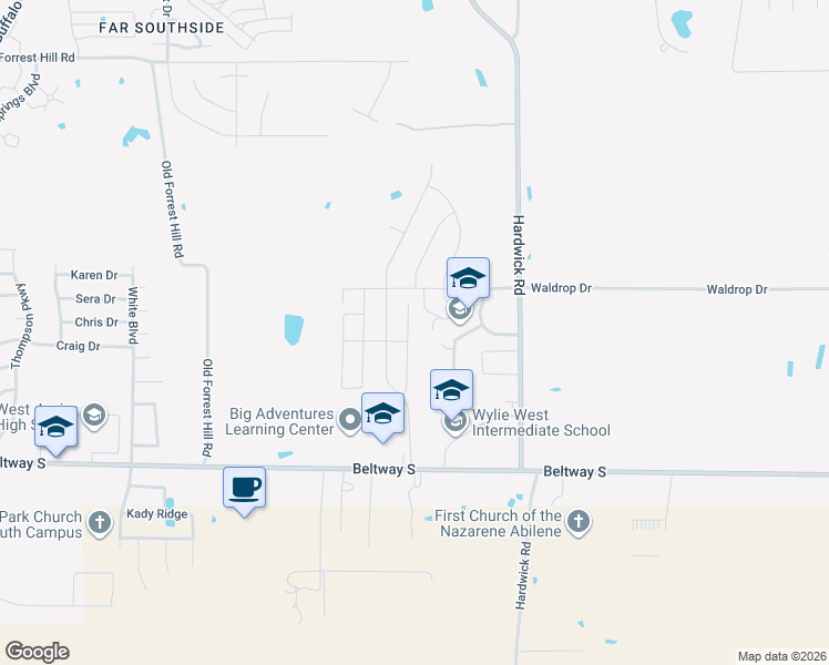 map of restaurants, bars, coffee shops, grocery stores, and more near 7649 Venice Drive in Abilene