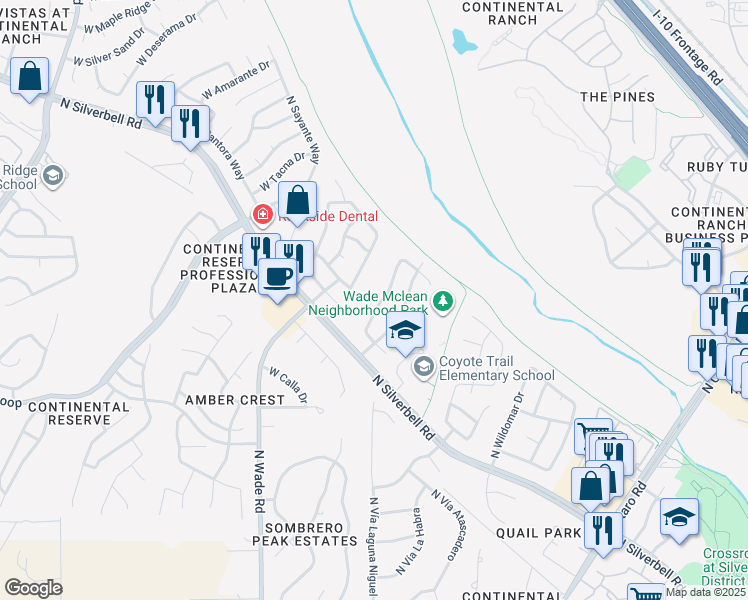 map of restaurants, bars, coffee shops, grocery stores, and more near 6764 West Alegria Drive in Tucson