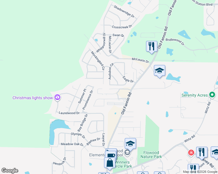 map of restaurants, bars, coffee shops, grocery stores, and more near 333 Audubon Circle in Brandon
