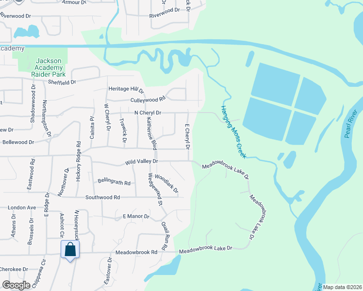 map of restaurants, bars, coffee shops, grocery stores, and more near 2466 East Northside Drive in Jackson
