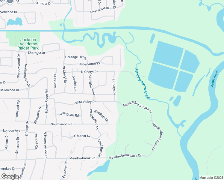 map of restaurants, bars, coffee shops, grocery stores, and more near 4615 East Cheryl Drive in Jackson