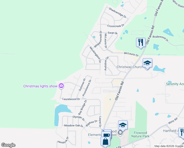 map of restaurants, bars, coffee shops, grocery stores, and more near 736 Prominence Drive in Flowood