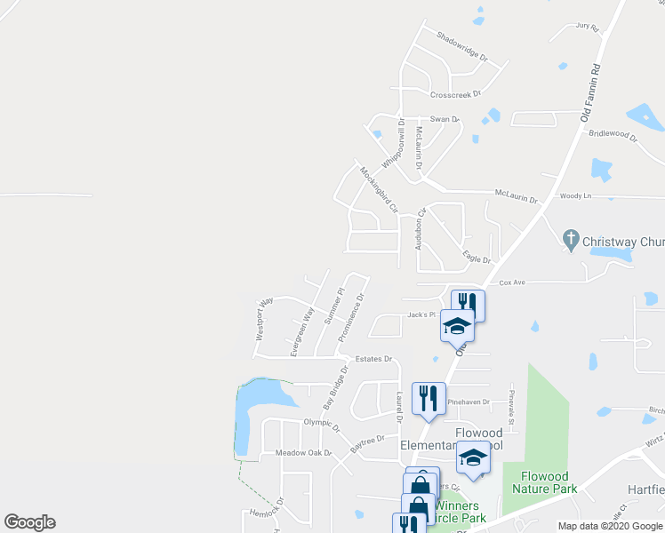 map of restaurants, bars, coffee shops, grocery stores, and more near 136 Evergreen Way in Brandon