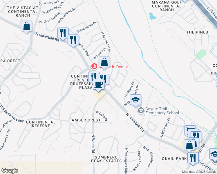 map of restaurants, bars, coffee shops, grocery stores, and more near 6871 West Tombstone Way in Tucson