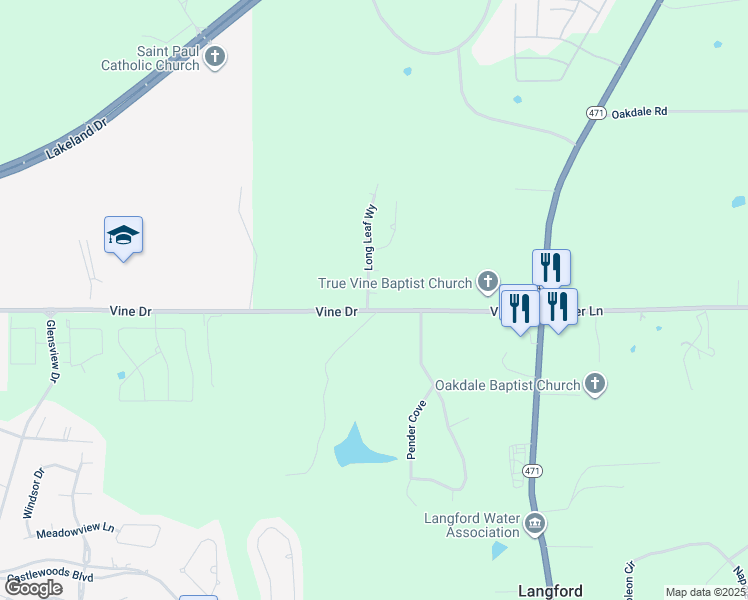 map of restaurants, bars, coffee shops, grocery stores, and more near 135 Vine Dr in Brandon