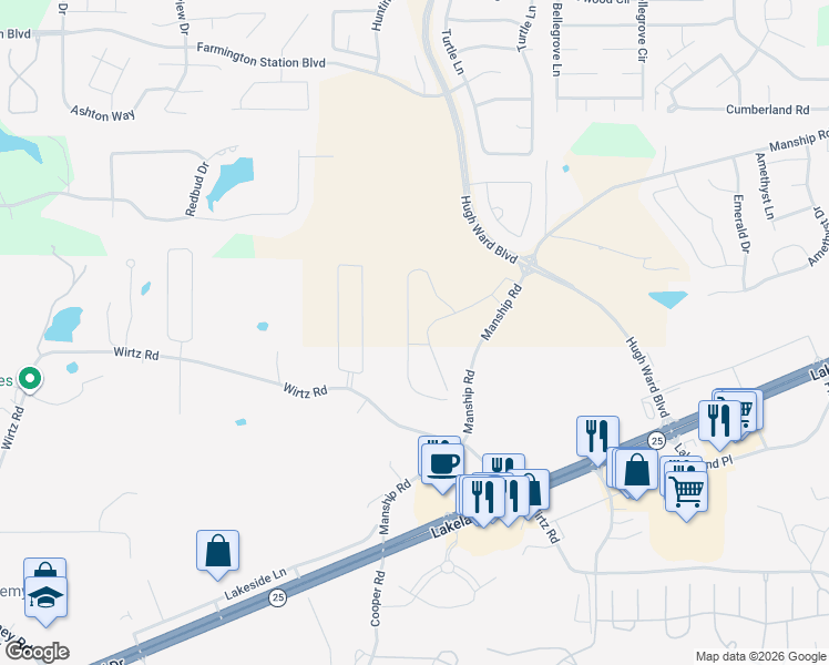 map of restaurants, bars, coffee shops, grocery stores, and more near 212 Bellamy Court in Flowood