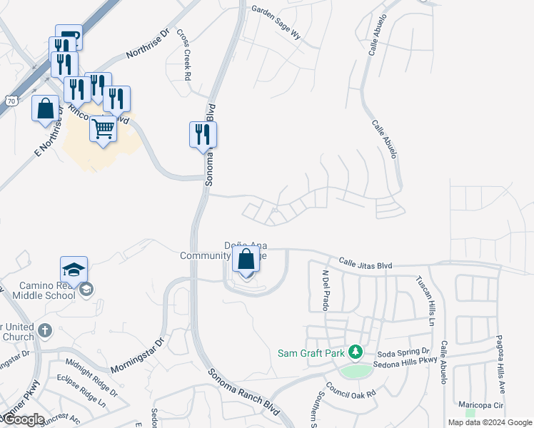 map of restaurants, bars, coffee shops, grocery stores, and more near 4119 Crianza Way in Las Cruces