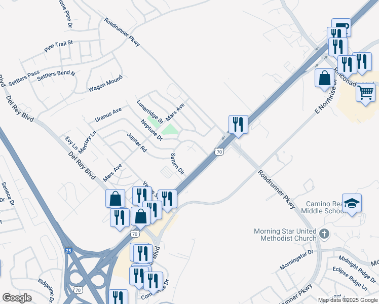 map of restaurants, bars, coffee shops, grocery stores, and more near 2372 Saturn Circle in Las Cruces