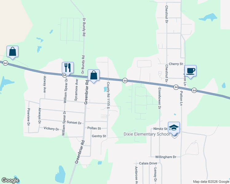 map of restaurants, bars, coffee shops, grocery stores, and more near 1017 Cotten Road in Tyler