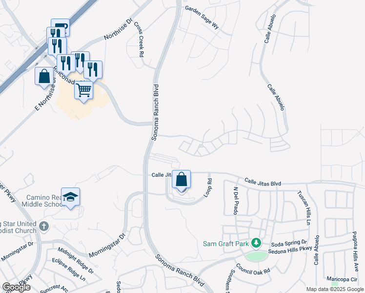 map of restaurants, bars, coffee shops, grocery stores, and more near 4121 Espana Way in Las Cruces