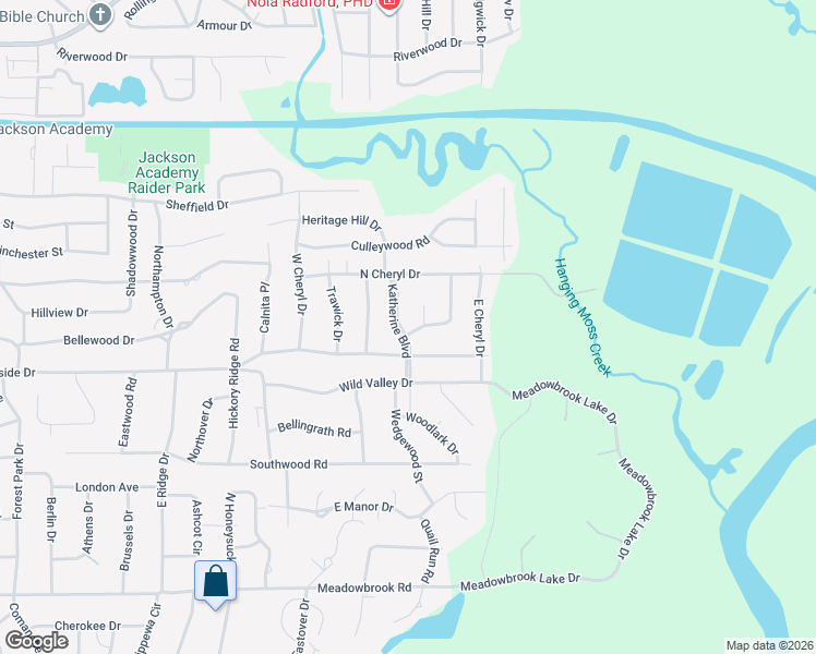 map of restaurants, bars, coffee shops, grocery stores, and more near 4614 Friar Circle in Jackson