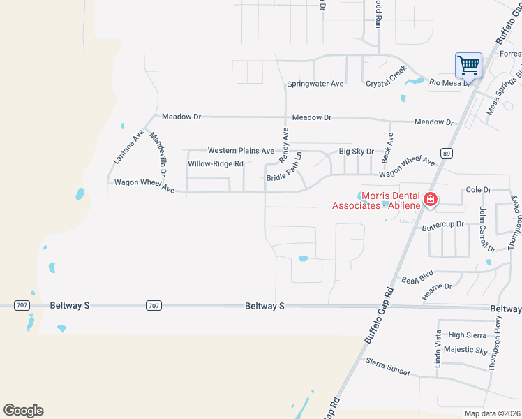 map of restaurants, bars, coffee shops, grocery stores, and more near 5317 Wagon Wheel Avenue in Abilene