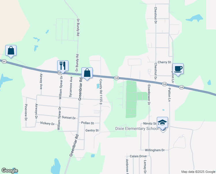 map of restaurants, bars, coffee shops, grocery stores, and more near 1017 Cotten Road in Tyler