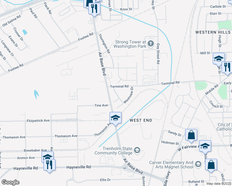 map of restaurants, bars, coffee shops, grocery stores, and more near 901-941 Goodwyn Dr in Montgomery
