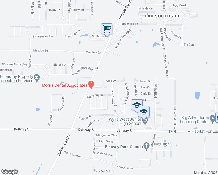 map of restaurants, bars, coffee shops, grocery stores, and more near 4502 Marlboro Drive in Abilene